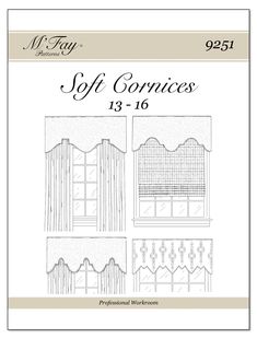 the front cover of a sewing pattern for curtains and valances, with text that reads soft