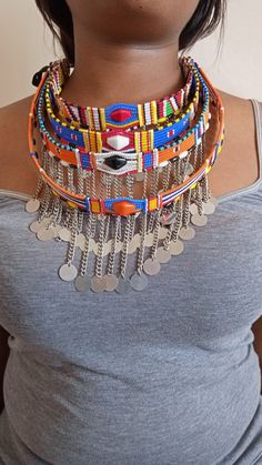 SALE Masai wedding choker, African beaded jewelry, Ceremonial necklace, Women jewelry, Gift for her, Boho necklace, Tribal necklace #TribalNecklace #GiftForHer #ZuluNecklace #AfricanJewelry #WomenJewelry #jewelry #BeadedNecklaces #MasaiNecklace #necklaces #AfricanNecklace Masai Necklace, African Beaded Jewelry, Zulu Necklace, Beaded Shawl, African Beads Necklace, Cowrie Shell Necklace, Necklace African, Wooden Bead Necklaces, African Necklace