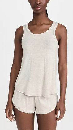 Eberjey The Tank | Shopbop Casual Sleeveless Modal Tops, Comfortable Sleeveless Cotton Tank Top, Cotton Muscle Tee For Loungewear, Casual Modal Tank Top For Summer, Comfortable Sleeveless Cotton Top, Cotton Crew Neck Tank Top For Loungewear, Crew Neck Cotton Tank Top For Loungewear, Comfortable White Sleeveless Top, Casual Relaxed Fit Tank Top For Daywear