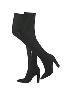 THIGH HIGH BOOTS MATERIAL: Two styles of upper materials for the knee-high boots: High quality elastic velvet and matte PU.Non-slip rubber sole provide more support to your feet.The durable inner and padded insole make your every step comfortable, elegant and stable. MAKE YOUR LOOK STAND OUT: Heel measures approximately 4.13"friendly, skin-friendly faux suede or pu upper is lightweight like wearing socks, these over the knee boots help to show off your fashionista. KNEE HIGH BOOTS FEATURES: Stylish pointed toe, sexy block heel, chunky heel over the knee boots. Easy to put on and take off. Effortless to put on the fall winter chunky heel fashion sexy high-heeled boots. MIX THINGS UP WITH EASE: Fancy enough to look great with your closet in wardrobe, jeans, dress, overcoat, sweater.These kne Heel Stretch, Boots Women Fashion, Long Boots, Thigh High Boots, Thigh Highs, High Heel Boots, Over The Knee, Over The Knee Boots, Winter Women