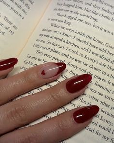 Cherry red nails | valentine’s day nails | bold heart sweet nails for valentine’s day | date night nails #valentines #valentinesdaynails #valentinesnails #cherry #nails #nailart #naildesign #heart #books #frenchnails Red Nails Art, Short Red Nails, Red Gel Nails, Wine Nails, Red Nail, Nails 2024, Heart Nails, Pretty Acrylic Nails, Chic Nails