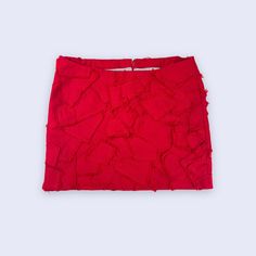 ✤ Vintage Item ✈ Ships worldwide from Bratislava,         Slovakia ✂ Materials: viscose & polyester * Size: fits L ~ XL ( waist 84cm, length 37cm) * Condition: 10/10 🔥Unleash your inner fire with this sizzling raw edge red mini Skirt! It's the perfect throwback piece to add a touch of nostalgia to your wardrobe 😍 As all of our pieces this is also                         one of a kind🦄               Any questions let us know!  #as all of our garments, this was     previously washed, ironed and Red Cotton Party Bottoms, Red Relaxed Fit Mini Skirt, Red Retro Mini Skort, Red Gathered Mini Skirt, Red A-line Mini Skirt Lined, Non-stretch Red Mini Skirt, Bratislava Slovakia, Red Mini Skirt, Red Skirt