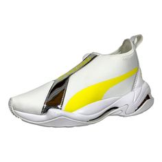 Puma Thunder Tz Metallic Women's Athletic Training Shoes Mpn: 369488-01 Women's Size: 9, 9.5 Width: Medium Main Colors: White, Yellow Closure: Zip Condition: Brand New With A Retail Shoe Box. All Orders Are Securely Packaged And Ship Very Quickly! Be Sure To Follow As We Post A Lot Of New Items! Please Feel Free To Ask Questions And Send Offers! Yellow Sporty Sneakers With Puma Logo, Sporty Yellow Sneakers With Puma Logo, Yellow Low-top Puma Sneakers, Sporty Yellow Puma Sneakers, Yellow Lace-up Puma Sneakers, Yellow Puma Running Sneakers, Yellow Puma Sneakers For Running, Yellow Slip-on Low-top Sneakers, Puma Carina Sneakers