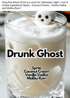 an advertisement for a drink with a ghost on the top