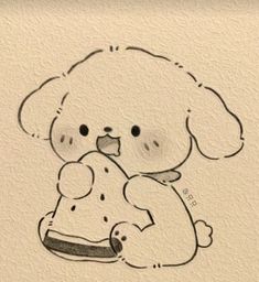 a drawing of a dog holding a stuffed animal in it's mouth with the caption, i love you