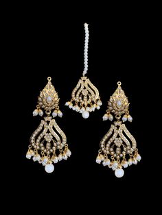 Ready to ship Rani haar with earrings tika length 14.5 inches earrings 2 inches in length shell pearls used gold plated Traditional Pearl Bridal Earrings, Traditional Hand Set White Pearl Earrings, Traditional Pearl Danglers For Festive Season, Traditional Pearl Chain Earrings For Wedding, Traditional Pearl Danglers For Wedding, Traditional Wedding Earrings With Pearl Chain, Traditional Hand Set Kundan Pearl Earrings, Traditional White Pearl Earrings With Stone Work, Traditional White Gold Plated Pearl Earrings