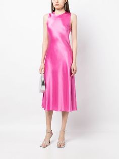 Cynthia Rowley Sleeveless flared-skirt Silk Dress - Farfetch Silk Dress Pink, Skirt Silk, Cynthia Rowley Dress, Exclusive Fashion, Cynthia Rowley, Flared Skirt, Pink Silk, Dress Pink, Flare Skirt