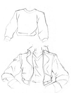 a drawing of a woman's shirt and jacket, from the front to the back