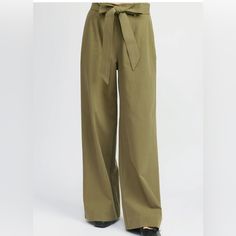 Anthropologie En Saison Nwt Olive Green Belted Trousers, Size Large. Effortlessly Cool And Polished In These Olive Green High Waisted Pants. The Matching Belt Can Be Styled In A Variety Of Ways Featuring Gorgeous Patch Pockets. Brand New With Tags. * Stock Photo Reference Only Anthropologie Size Large Soft Pleats Belted Back Pockets Career Olive Wide Leg Work Pants, Olive Wide Leg Pants For Work, Olive High-waisted Pants For Spring, Chic Olive High Waist Bottoms, High-waisted Olive Pants For Work, Chic Olive Summer Pants, High Waist Olive Pants For Work, Olive Wide Leg Pants For Spring, Chic Olive High-waisted Pants