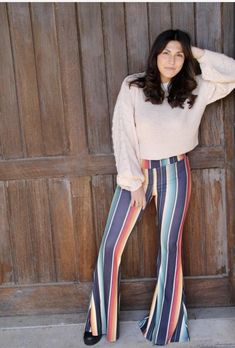 Fall In Love With Serape Bell Pants! Serape Bell Pants with Smocking Waistband 95% Polyester 5% Spandex S (4-6) M (6-8) L (8-10) XL (10-12) Serape Flare Pants, Multicolor Stretch Bottoms For Fall, Casual Multicolor Flare Bottoms, Striped Stretch Trousers, Casual Flare Bottoms With Elastic Waistband, Trendy Multicolor Pants For Fall, Stretch Striped Trousers, Stretch Multicolor Full-length Bottoms, Multicolor Stretch Trousers