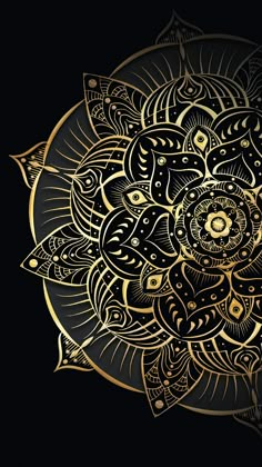 an intricate gold and black design on a black background with the words, i am not sure what this image is