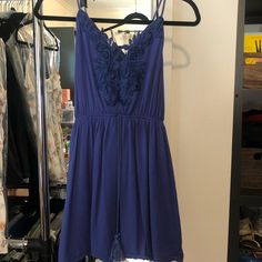 Never Worn No Tags So Cute It’s A Cobalt Navyish Blue And Has An Elastic Waist Up 12 Us 8 I Am A Size 4 It Fits Me But Is Stretchy And Loose So I Would Honestly Say It Can Fit A Size 4-8 Or Even 10 If You Want A Tighter Look Purchased From Nordstrom’s For 4th Of July Never Wore Its 100% Rayon And Has A Lining So It’s Not See Through. The Straps Are Completely Adjustable And Can Wrap Around The Front And There Are Tassels On The Front To Tie As Well I Would Say This Is Cute For Casual And Fancy Blue V-neck Lined Sundress, Blue Midi Sundress For Date Night, Blue Midi Length Sundress For Date Night, Blue Mini Length Sundress, Blue Flowy Dress For Date Night, Flowy Blue Dress For Date Night, Blue Spaghetti Strap Dress For Casual Wear, Blue Spaghetti Strap Casual Dress, Royal Blue Mini Dress For Summer