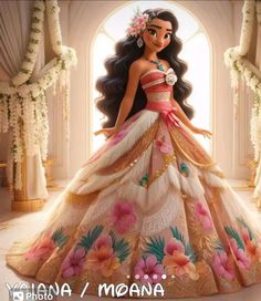 an animated doll wearing a dress with flowers on it