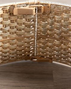 a close up of a basket on a wooden floor with the lid open and handles down