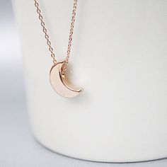 "Simple and Modern rose gold moon Pendant Necklace ❤ Moon Pendent :1/8\" x 1/2\" ❤ Necklace 16\" Your lovely necklace will be shipped in a gift box . If you have any question, please let me know . Thanks ♥ See more Gerizim Accessory https://www.etsy.com/shop/Gerizim" Rose Gold Moon Phase Round Pendant Necklace, Rose Gold Moon Phase Necklace, Rose Gold Moon Charm Necklace, Rose Gold Moon Necklace With Moon Charm, Rose Gold Necklace With Round Moon Charm Pendant, Rose Gold Crescent Moon Charm Necklace, Rose Gold Crescent Necklace With Moon Charm, Minimalist Rose Gold Necklace With Moon Charm, Rose Gold Crescent Necklace Gift