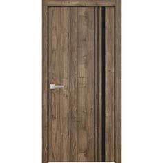 an image of a wooden door with metal handle on the front and side paneling