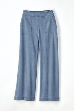 Wide Leg Ankle Jeans, Denim Wide Leg, Knit Denim, Wide Jeans, Knitting Women, Wide Leg Denim, Food Recipe, Pull On Pants, Ankle Jeans