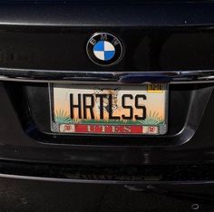 a bmw license plate with the word hartss on it