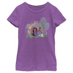 Step into a world where dreams come true with the Disney Wish Asha Make a Disney Wish T-Shirt! Perfect for any young dreamer, this enchanting purple berry tee features Asha, the beloved character from Disney's new animated film "Wish," reading in a magical forest setting. The vibrant graphic is complemented by her whimsical companion, Star, adding a touch of enchantment to every wear.

- Color: Purple Berry
- Size: Large
- Material: Cotton blend
- Gender: Female
- Age Group: Kids

Ideal for ever Friends Graphic, Disney Wish, Nature Friends, Girls Graphic Tee, Graphic Tee Design, Boys Hoodies, Disney Girls, Make A Wish, Kids Tops