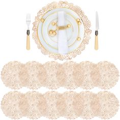 PRICES MAY VARY. Included 12 pack gold vinyl placemats, the diameter of the placemat is about 15 inch/38 cm. Meet the daily needs of you and your family, let your home own a warmer and restful atmosphere Made of high-quality vinyl and durable vinyl to protect your table from scratches and stains, effective heat resistant up to 150°F Design - Metallic hollowed-out rose gold table mats with exquisite, elegant and fancy design, gives your dinner table a special touch Great Kitchen Accessory which i Center Piece For Dining Table, Rose Gold Centerpiece, Metallic Table, Rose Gold Table, Decorative Placemats, Vinyl Placemats, Bridal Tea Party, Dining Table Kitchen, Bridal Tea