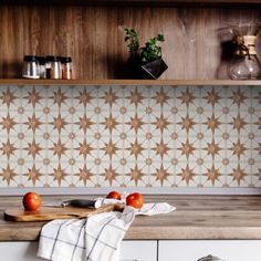 the kitchen counter is clean and ready to be used as an appliance for cooking