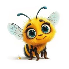 a cute little yellow bee with big eyes