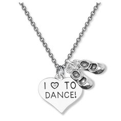 i love to dance necklace with two hands holding a heart