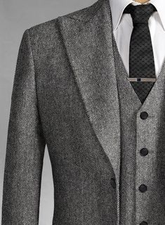 Thomas Shelby Peaky Blinders Vintage Gray Tweed Suit – StudioSuits Groom Vintage Attire, 3 Piece Tweed Suit Men, Classic Tweed Suits With Suit Collar, Winter Tweed Three-piece Suit For Work, Classic Semi-formal Suit With Herringbone Pattern, Classic Herringbone Suit For Semi-formal Occasions, Classic Semi-formal Herringbone Suit, Classic Houndstooth Suits For Winter, Classic Wool Suits With Herringbone Pattern