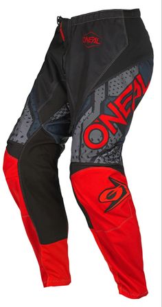 the pants are designed to look like they have red and black letters on them,