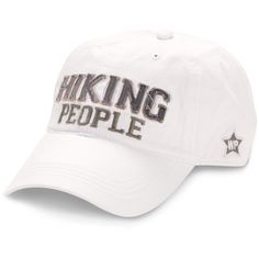 PREMIUM QUALITY: Hat, made from 100% high-quality cotton, comes packaged in a plastic polybag with a hang tag. A strap at the back of the hat allows for adjusting. IN-HOUSE DESIGN: "Hiking People" text is embroidered and sewn-in with a frayed edge, as is the We People logo on the side of the hat. The brim features screen-printed text showing the "Hiking People" logo. CARE INSTRUCTIONS: Wash by hand only with a damp cloth. Set out in the sun to dry. White Hats For Outdoor Activities, White Baseball Cap For Hiking, White Hat For Outdoor Activities, Trendy Outdoor Cap, White Hat One Size For Outdoor Activities, Trendy Cap For Outdoor Activities, Adjustable Beach Baseball Cap, Adjustable Cotton Trucker Hat For Travel, White One Size Fits Most Hat For Outdoor Activities