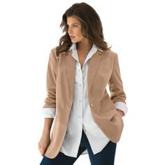 Roaman's Women's Plus Size Boyfriend Blazer Professional Jacket.Our best-selling blazer for a reason! Now with a looser, more relaxed style tailored for a still-flattering fit, with a single button front, front pockets and back vent. Lined. 32" lengthPoly/rayonMachine washImported. About the brand: Roamans is known for our fashionable plus size clothing. Weve made it our goal to provide clothing for plus size women that doesnt scream plus size but matches the fun styles of current fashion trends Best Blazer, Boyfriend Blazer, Plus Size Coats, Current Fashion Trends, Casual Blazer, For A Reason, Relaxed Style, Lapel Collar, Blazers For Women