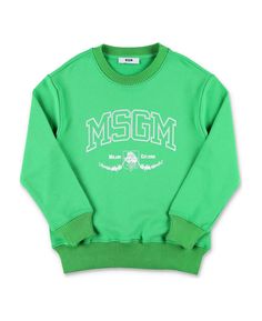 Best price on the market at italist | MSGM Logo Sweatshirt Cotton Long Sleeve Sweater With Logo, Long Sleeve Cotton Sweatshirt With Logo, Spring Cotton Sweater With Logo Detail, Green Cotton Tops With Logo Detail, Sporty Cotton Sweater With Logo, Logo Cotton Sweater For Fall, Fall Cotton Sweater With Logo, Cotton Long Sleeve Tops With Logo, Long Sleeve Cotton Top With Logo