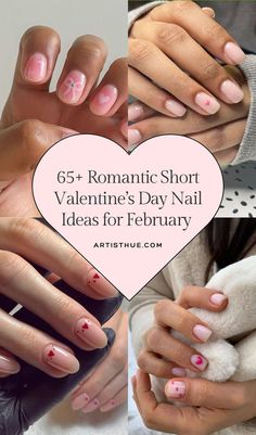 Short vday nail ideas | valentines day manicure inspiration | valentines mani ideas romantic #vday #nails Natural Nail Valentines Day Nails, Nail Ideas For February, Subtle Valentines Nails, Feb Nails Valentines Day, Valentines Day Manicure, Nail Ideas Valentines Day, Nail Ideas Valentines, Valentine Manicure, Artist Hue