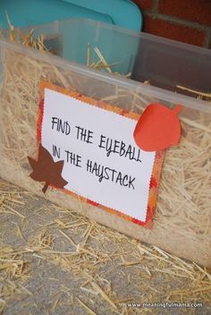 an image of a sign that says find the eyeball in the haystack