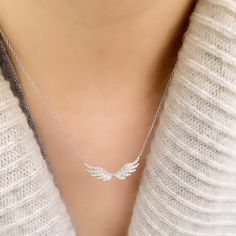 Angel Wing Necklace Silver, Jewellery Stack, Feathered Wings, Soft And Feminine, Womens Silver Jewelry