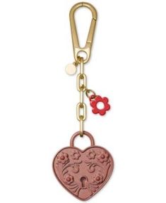 5.4”L; 0.12lbs approx. weight keyring closure, gold-tone hardware zinc; Imported Heart Lock, Chain Belts, Charm Keychain, Metal Heart, Heart Studs, 50th Gifts, Leather Keychain, Heart Earrings Studs, Mens Gift Sets