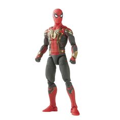 a spider - man action figure is shown on a white background with an orange and black suit