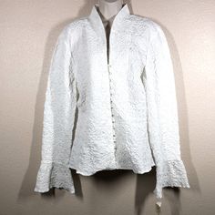 Nexx Woman White Cotton Blouse Nwt Stretchy Design Made Of 100% Cotton Button Front Long Sleeve Bell Cuffs New With Tag No Flaws Please Look At All The Photos And Measurements Taken Laying Flat Fitted Button-up Tops With Covered Buttons, Formal Tops With Covered Buttons For Spring, Spring Formal Tops With Covered Buttons, Fitted White Blouse With Covered Buttons, Fitted White Tops With Covered Buttons, White Fitted Blouse With Covered Buttons, White Fitted Tops With Covered Buttons, Fitted White Blouse With Button Closure, White Fitted Blouse With Button Closure