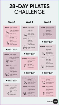 the 28 day pilates challenge poster