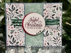 a close up of a christmas card made with stampin's holiday greetings