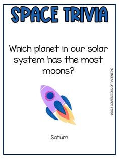 a poster with the words space trivia on it