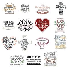 the words and phrases for valentine's day are shown in different font styles, including one