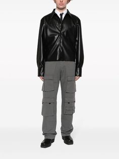 Martine Rose logo-patch Cotton Cargo Trousers - Farfetch Techwear Cargo Pants With Flap Pockets For Workwear, Streetwear Cargo Pants With Patch Pockets, Urban Style Cargo Pants With Flap Pockets For Work, Urban Style Workwear Pants With Flap Pockets, Urban Style Pants With Flap Pockets For Work, Modern Cargo Pants With Pockets For Workwear, Straight Hem Cargo Pants With Pockets For Streetwear, Modern Straight Cargo Pants With Belt Loops, Modern Cargo Pants For Streetwear