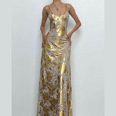 Please refer to our sizing chart for a guideline when choosing a size. 5 business days order processing time. 90% polyester 10% spandex Gold Maxi Dress With Spaghetti Straps For Summer, Gold Backless Maxi Dress For Prom, Gold Spaghetti Strap Maxi Dress For Summer, Gold Maxi Dress With Spaghetti Straps For Prom, Gold Spaghetti Strap Maxi Dress For Prom, Metallic Maxi Dress For Party Season, Chic Gold Maxi Dress With Spaghetti Straps, Gold Spaghetti Strap Maxi Dress For Evening, Gold Maxi Length Slip Dress For Party