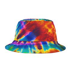 SIZES: Small 21.02" head circumference, Large 24.72" head circumference. Bucket hats provide protection from the sun and rain, keeping you warm in the winter & cool in the summer, are lightweight & packable, making them a great choice for travel, and are known for being comfortable and conforming to the shape of your head. PRODUCTION: Polyester fabric sections are printed individually using the sublimation printing method then sewn together along with a black inner sweatband and a label. Aside from producing a permanent, high-quality print that merges with the material, the sublimation printing method is eco-friendly in that there is minimal leftovers or wasted ink. Mozingo bucket hats are proudly made with care in the USA. Bucket Hat Tie Dye, Men Bucket Hat, Tie Dye Hat, Tie Dye Bucket Hat, Bucket Hat Women, Hat Men, Hat Women, Bucket Hats, Head Circumference