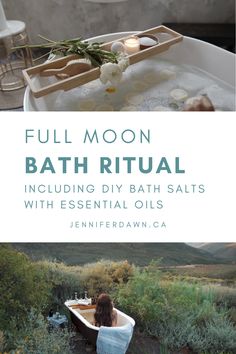 How to take a moon bath: This full moon cleansing bath plus bath salts recipe with essential oils to help you release all that no longer serves you. Moon bathing benefits are touted to help manifest faster by removing energetic blocks. Diy Bath Tea Recipes, Full Moon Cleansing, Moon Bath Ritual, Diy Bath Salts With Essential Oils, Moon Cleansing, Moon Bathing, Bath Tea Recipe, Full Moon Bath, Spiritual Baths