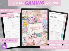 the digital gaming journal is open and ready to be used for children's games