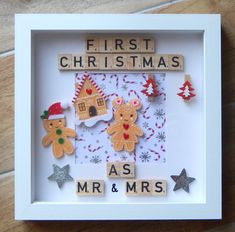 Couples At Christmas, Scrabble Tile Crafts Diy, Christmas Box Frames, Gift Photo Frame, Scrabble Tile Crafts, Scrabble Frame, Newly Wed, Christmas Wedding Gifts, Couple Christmas