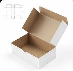 an open cardboard box with the lid closed and cut out to look like it is empty