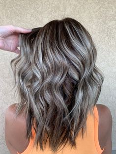 Blending Gray Hair Brunettes Balayage, Gray Blending Balayage, Muted Blonde Hair, Gray Blending Hair, Smokey Ash Blonde, Formal Skirts, Babylights Balayage, Styling Skirts